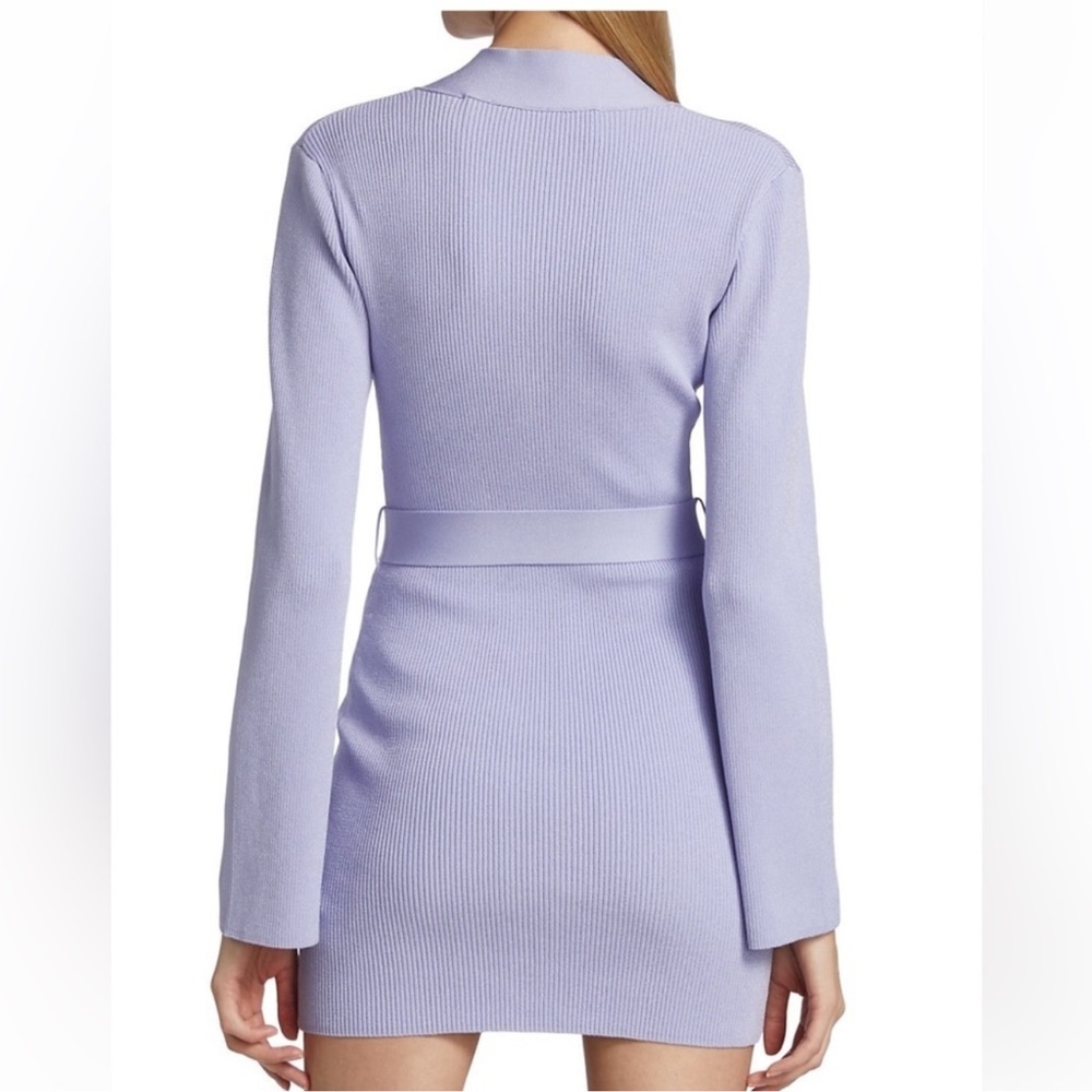 NWT Gauge81 Dress Baha Rib Knit Belted Stretch Long Sleeve Mini Purple Lilac New - Picture 10 of 16